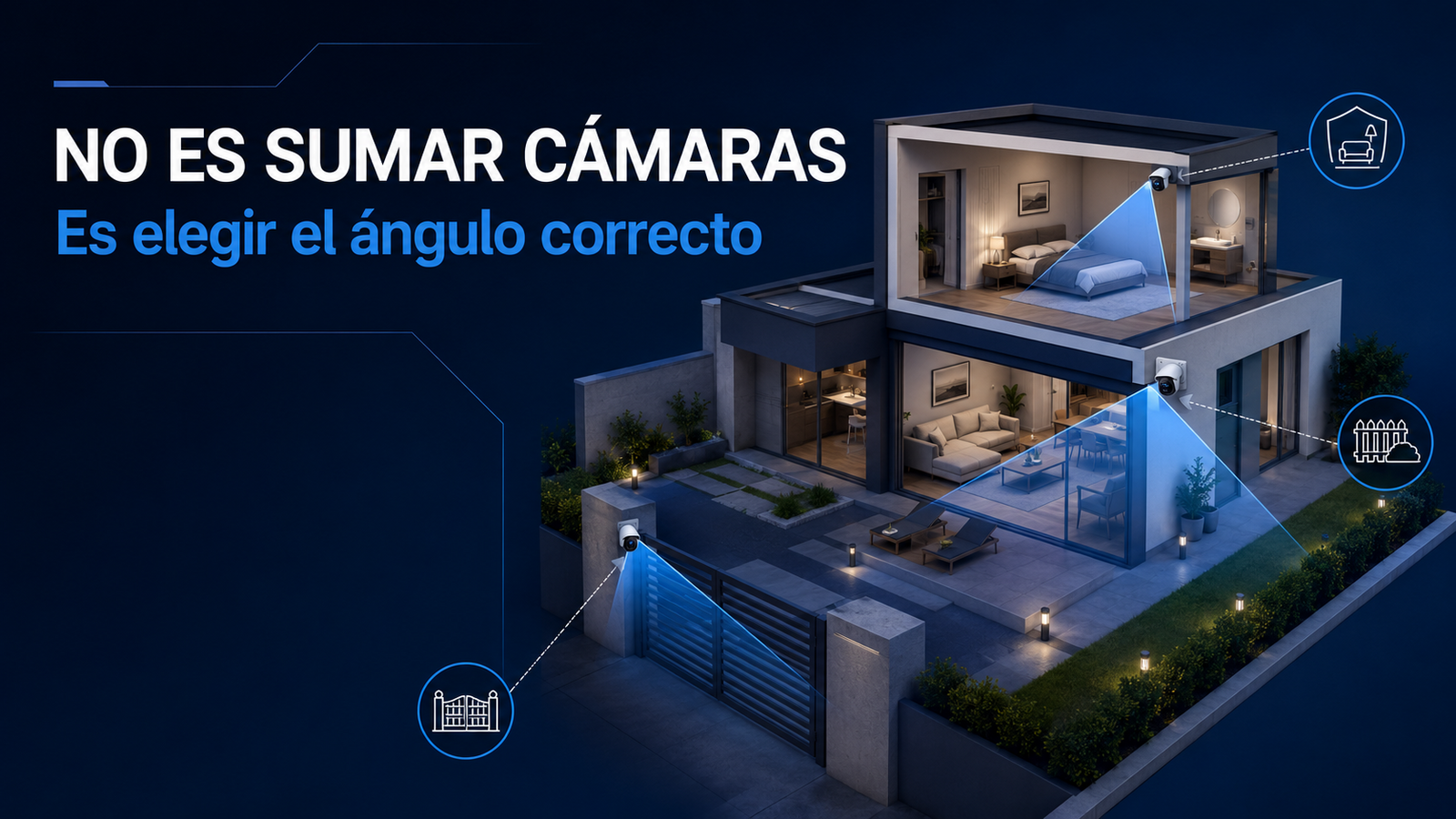 Planificación de cámaras de seguridad para cubrir los ángulos correctos de una vivienda