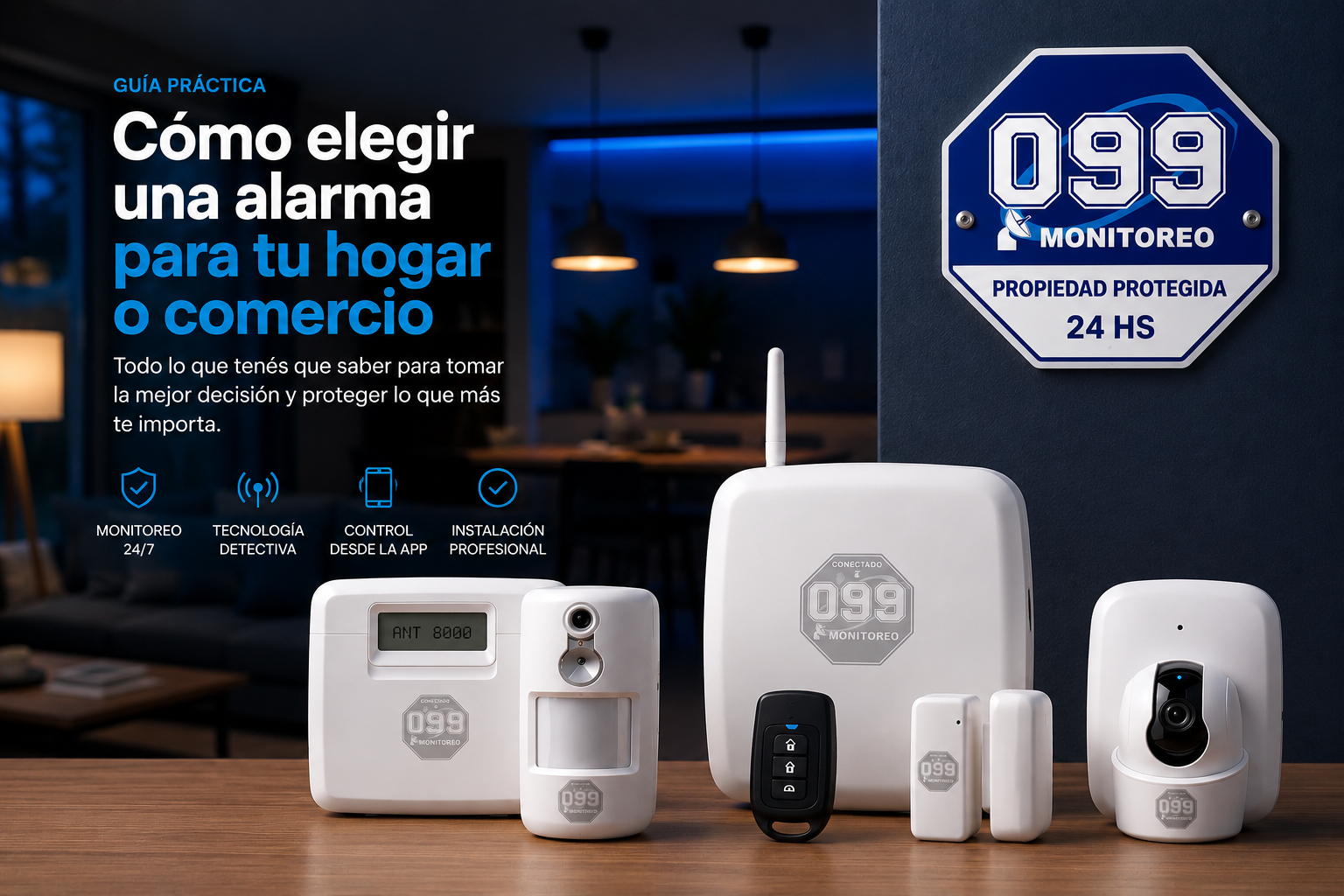 Sistema de alarma monitoreada instalado en una vivienda