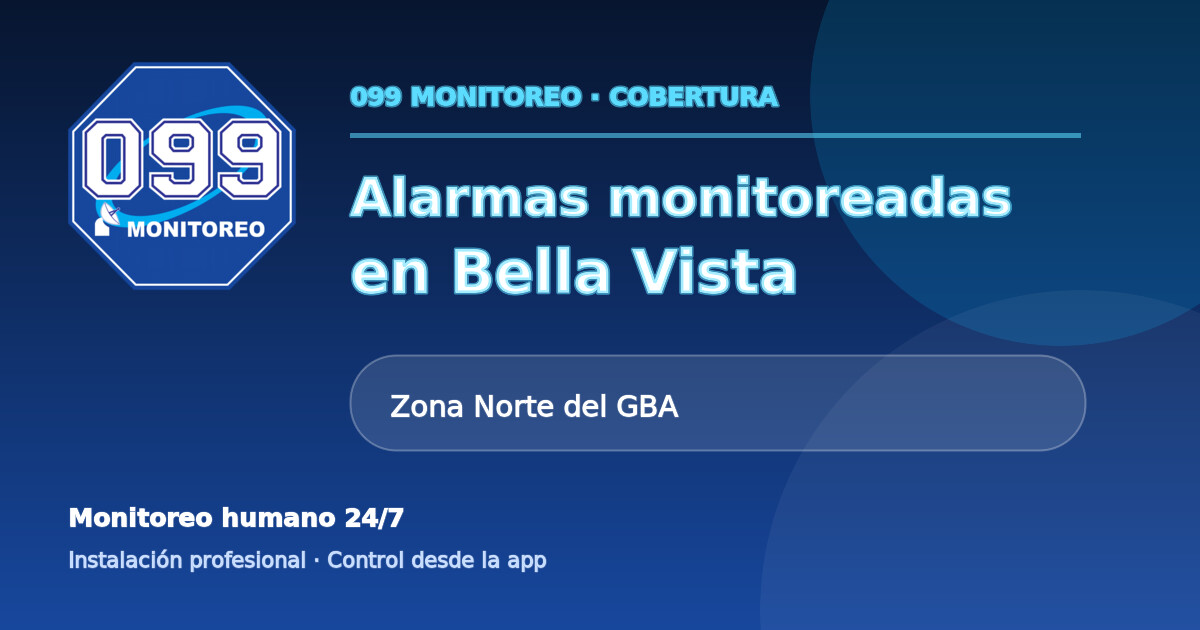 Cobertura de alarmas monitoreadas 099 en Bella Vista