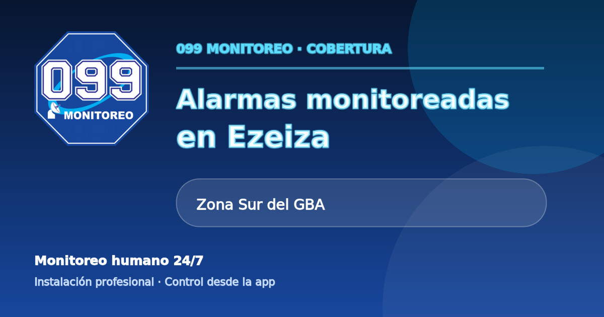 Cobertura de alarmas monitoreadas 099 en Ezeiza