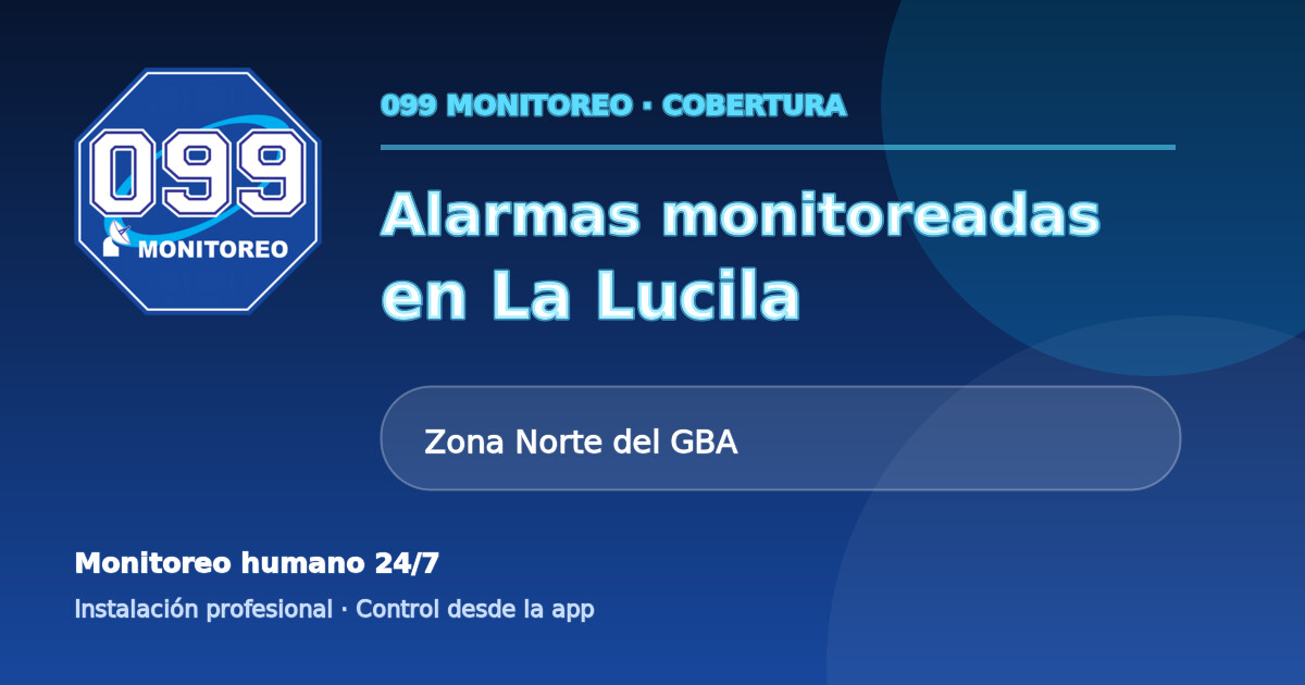 Cobertura de alarmas monitoreadas 099 en La Lucila