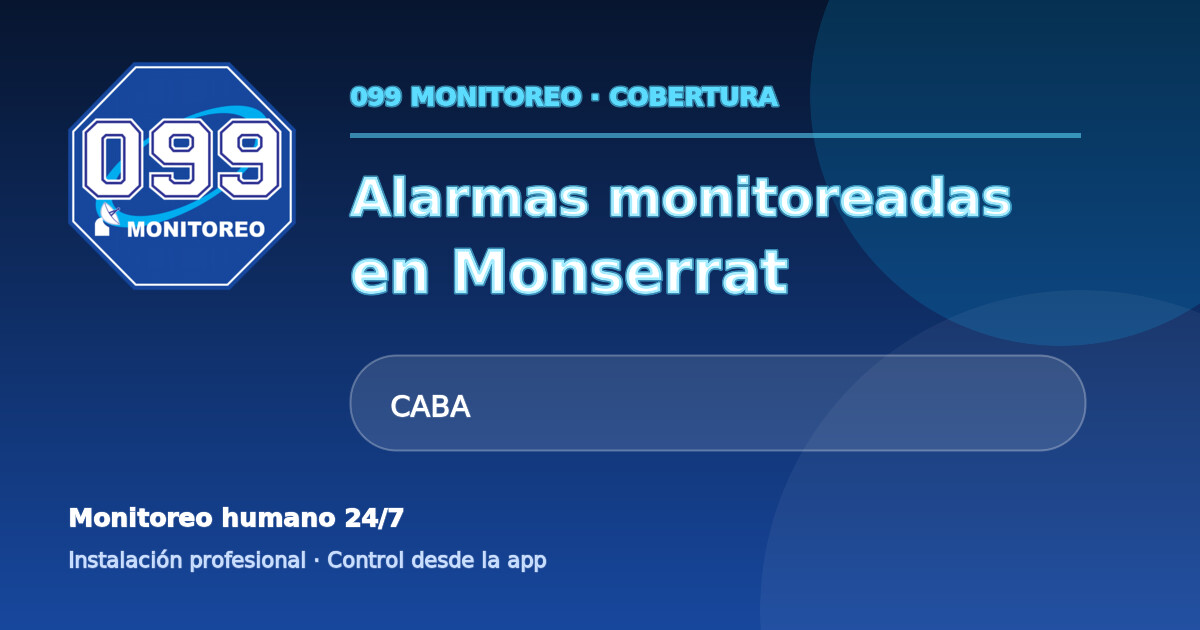 Cobertura de alarmas monitoreadas 099 en Monserrat