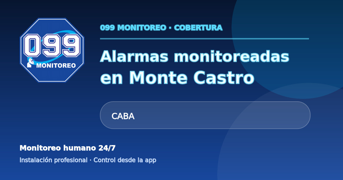 Cobertura de alarmas monitoreadas 099 en Monte Castro