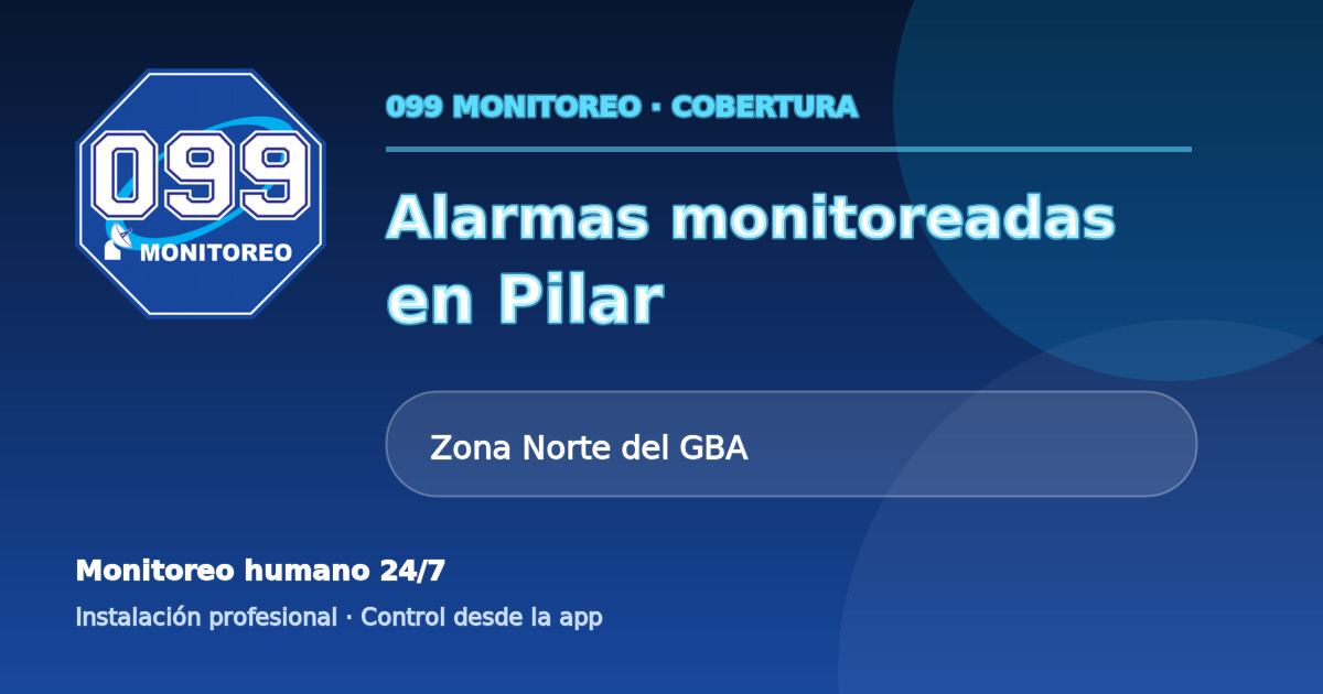 Cobertura de alarmas monitoreadas 099 en Pilar