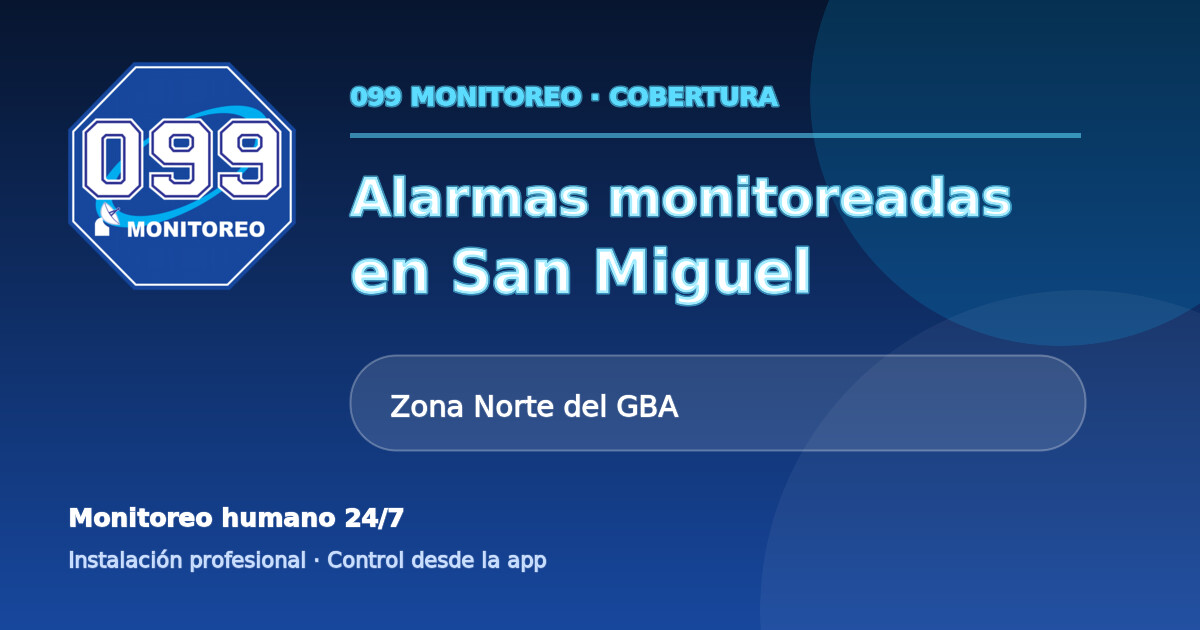 Cobertura de alarmas monitoreadas 099 en San Miguel